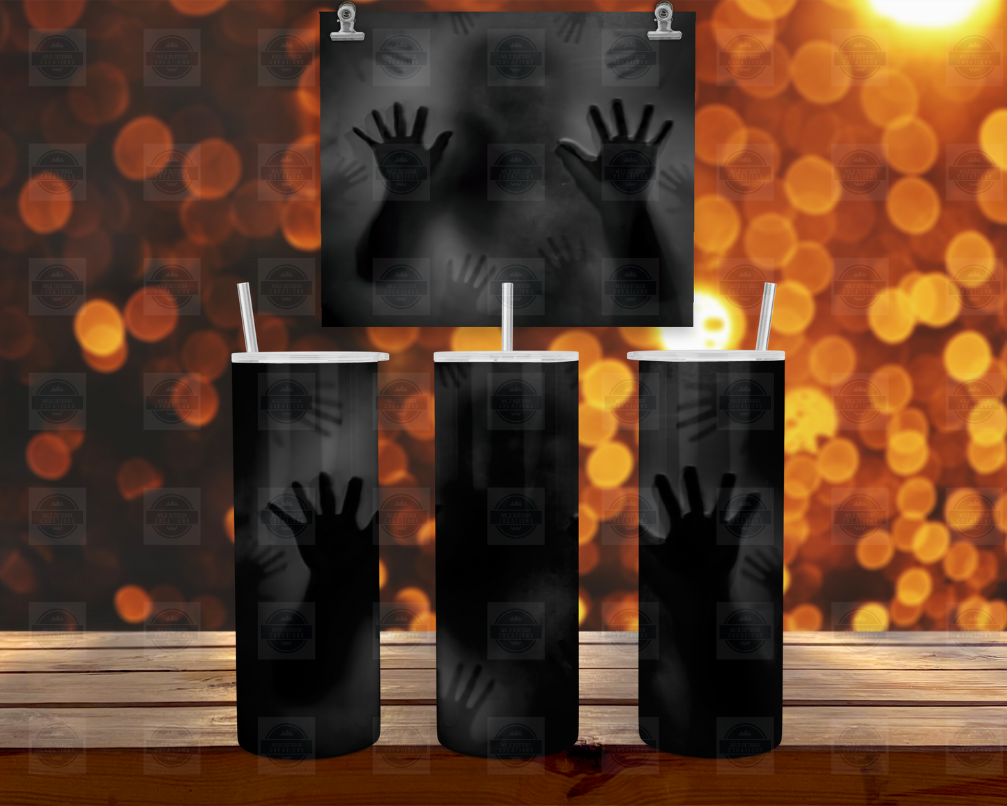 Scary Ghost Halloween Glow In The Dark Tumbler with Straw and Lid
