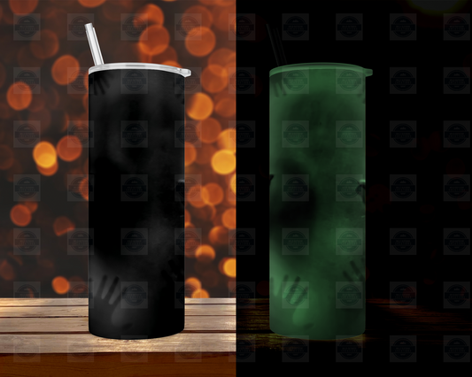Scary Ghost Halloween Glow In The Dark Tumbler with Straw and Lid
