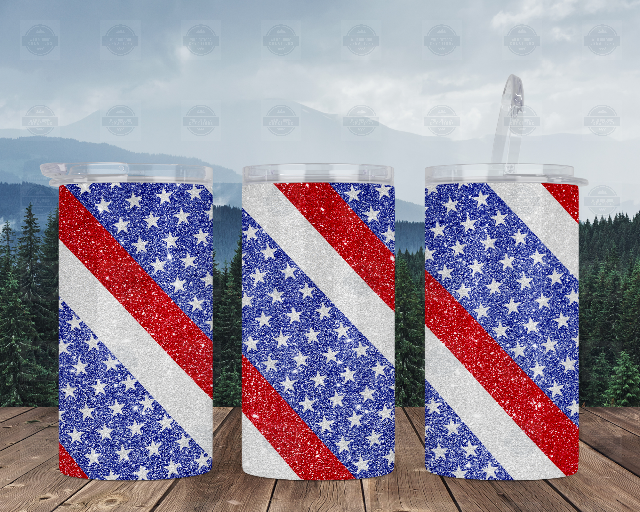 4th of July Patriotic Glitter 4-in-1 Can Cooler