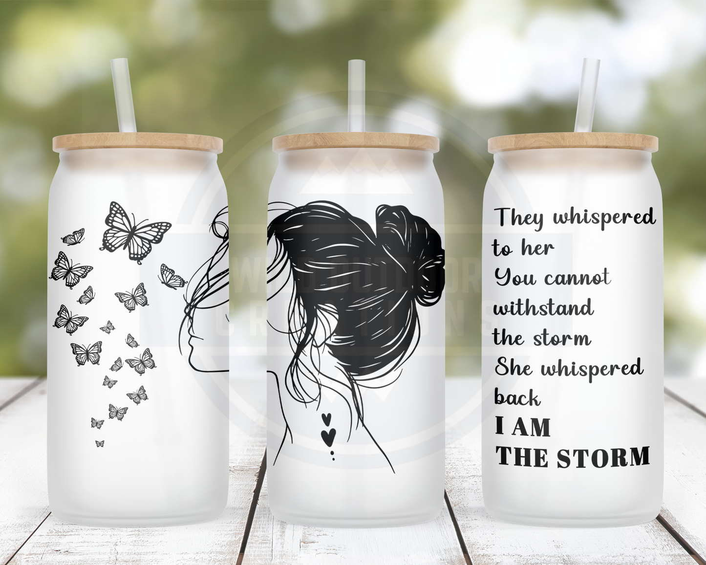 I Am The Storm 16oz Glass Iced Coffee Cup with Lid and Straw