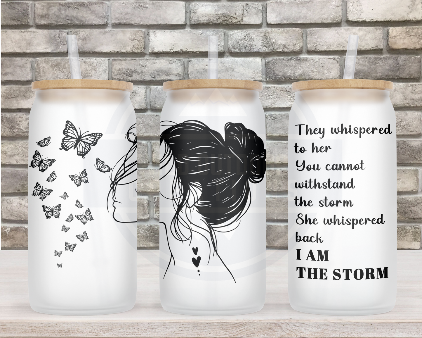 I Am The Storm 16oz Glass Iced Coffee Cup with Lid and Straw