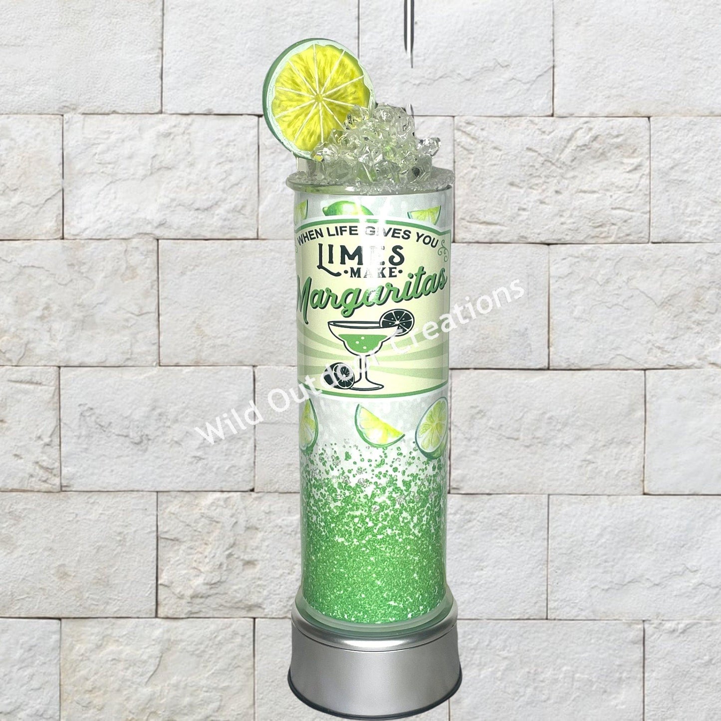 When Life Gives You Limes Make Margaritas, Margaritas Tumbler Cup, Water Bottle With Lid and Straw, 3D Lid Tumbler, Stocking Stuffer For Her - Wild Outdoor Creations