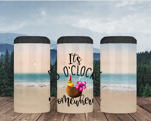 It's 5 O'Clock Somewhere 4-in-1 Can Cooler, Beached Themed Tumbler