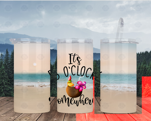 It's 5 O'Clock Somewhere 4-in-1 Can Cooler, Beached Themed Tumbler