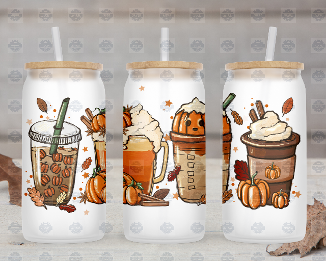 Pumpkin Iced Coffee Cup, 16oz Beer Can Glass Cup