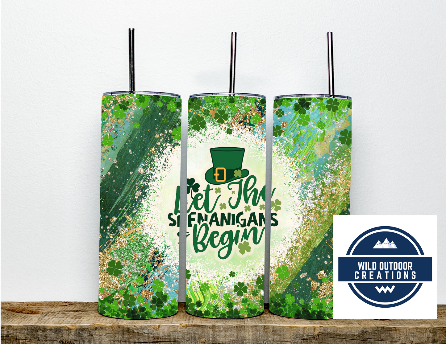 Let the shenanigans Begin 20 oz tumbler, To go cup with lid, Travel Coffee Mug - Wild Outdoor Creations 