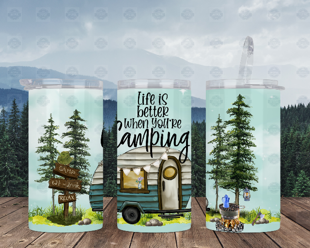 Life is Better When You're Camping Can Cooler, 4-in-1 Can Cooler