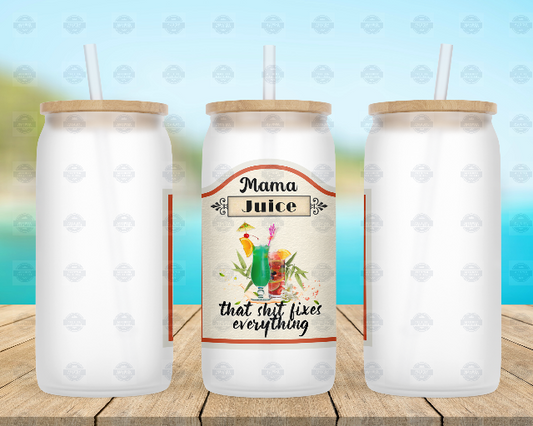 Mama Juice 16oz Frosted Glass Can Tumbler