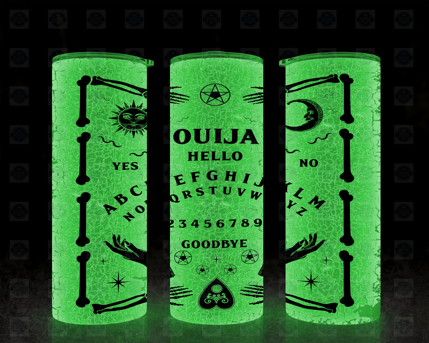 Ouija Board Glow In Dark 20oz Skinny Tumbler with Straw and Lid