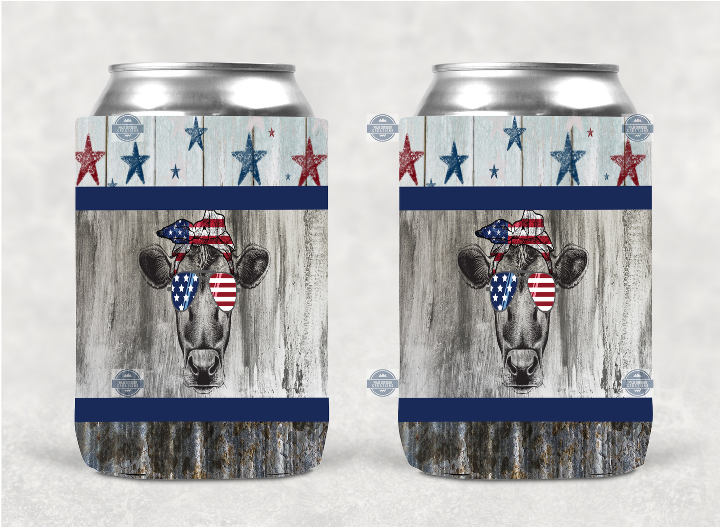 Patriotic Cow Beer 12oz Can Cooler