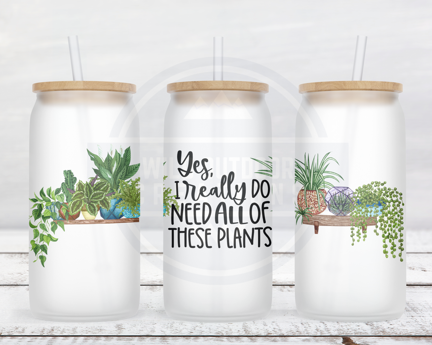Yes, I Really Do Need All These Plants 16oz Glass Tumbler, Iced Coffee Cup with Lid and Straw