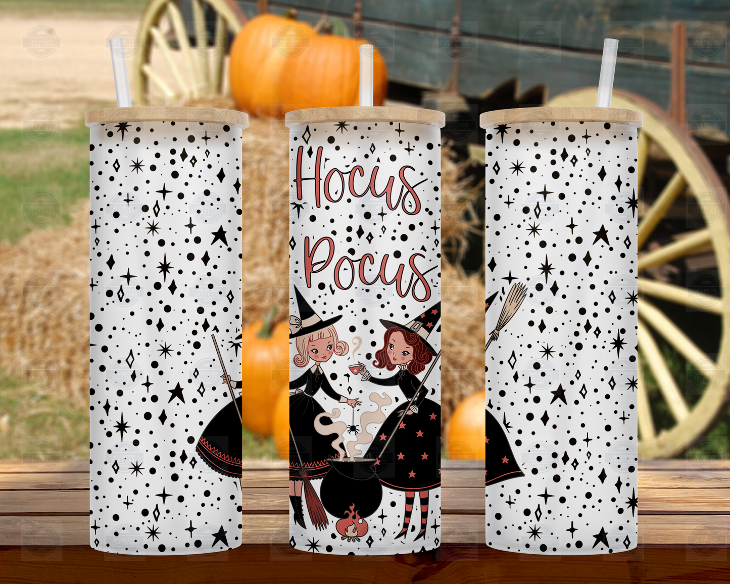 Retro Witch 25oz Glass Tumbler with Straw and Lid