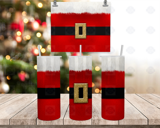 Santa Suit 20oz Skinny Tumbler with Straw and Lid, To Go Cup