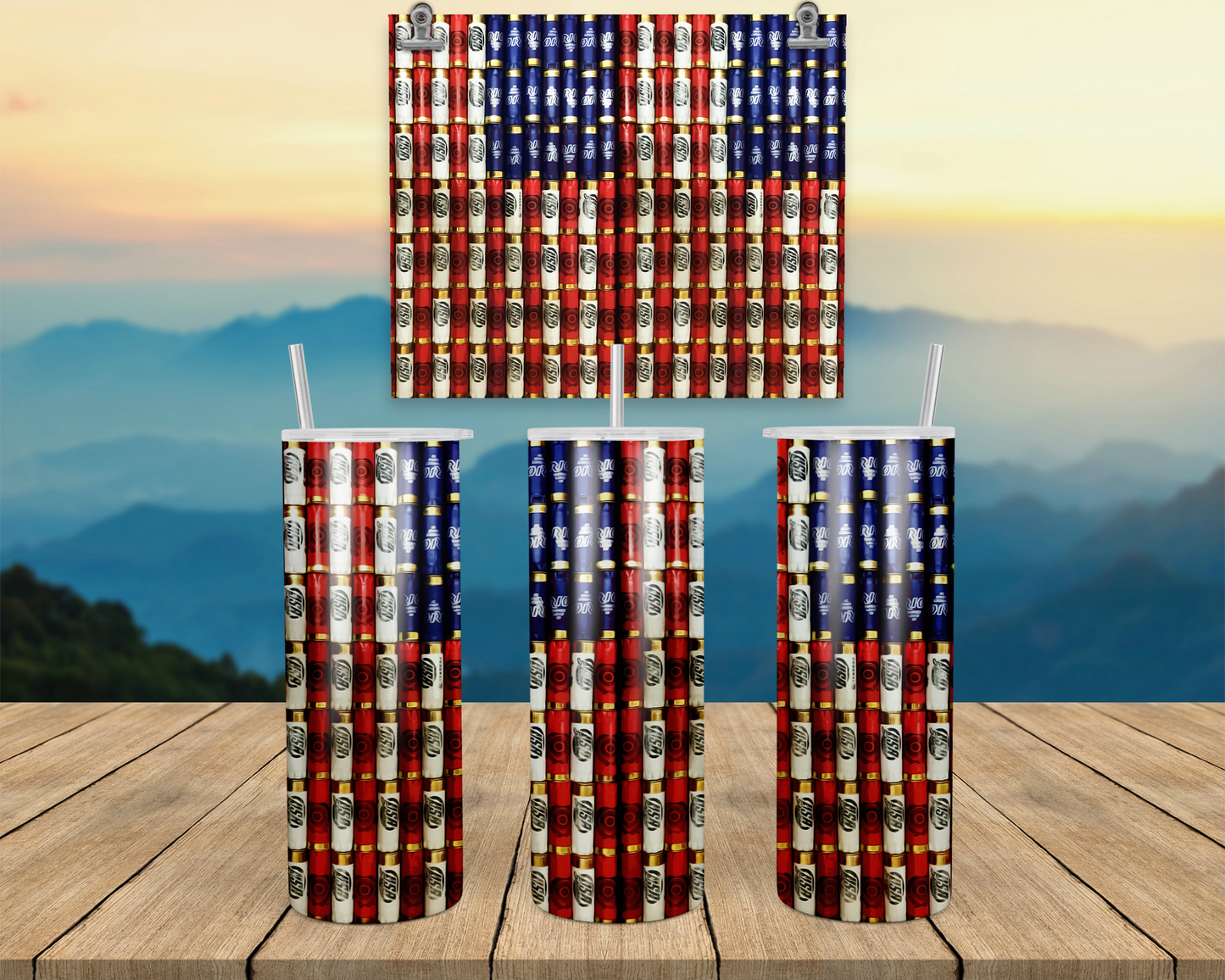 Shotgun USA Flag Tumbler, To Go Cup with Lid and Straw, Patriotic Gifts for Him, Travel Mug with Lid