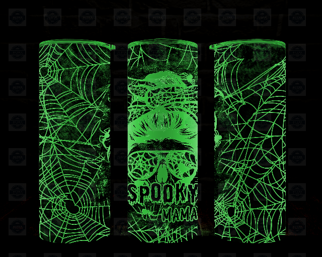 Spooky Mama Halloween Glow In Dark Tumbler with Straw and Lid