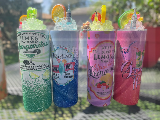 Summer Tumbler with Ice lid, To go Cup with Straw, Glow in Dark Tumbler