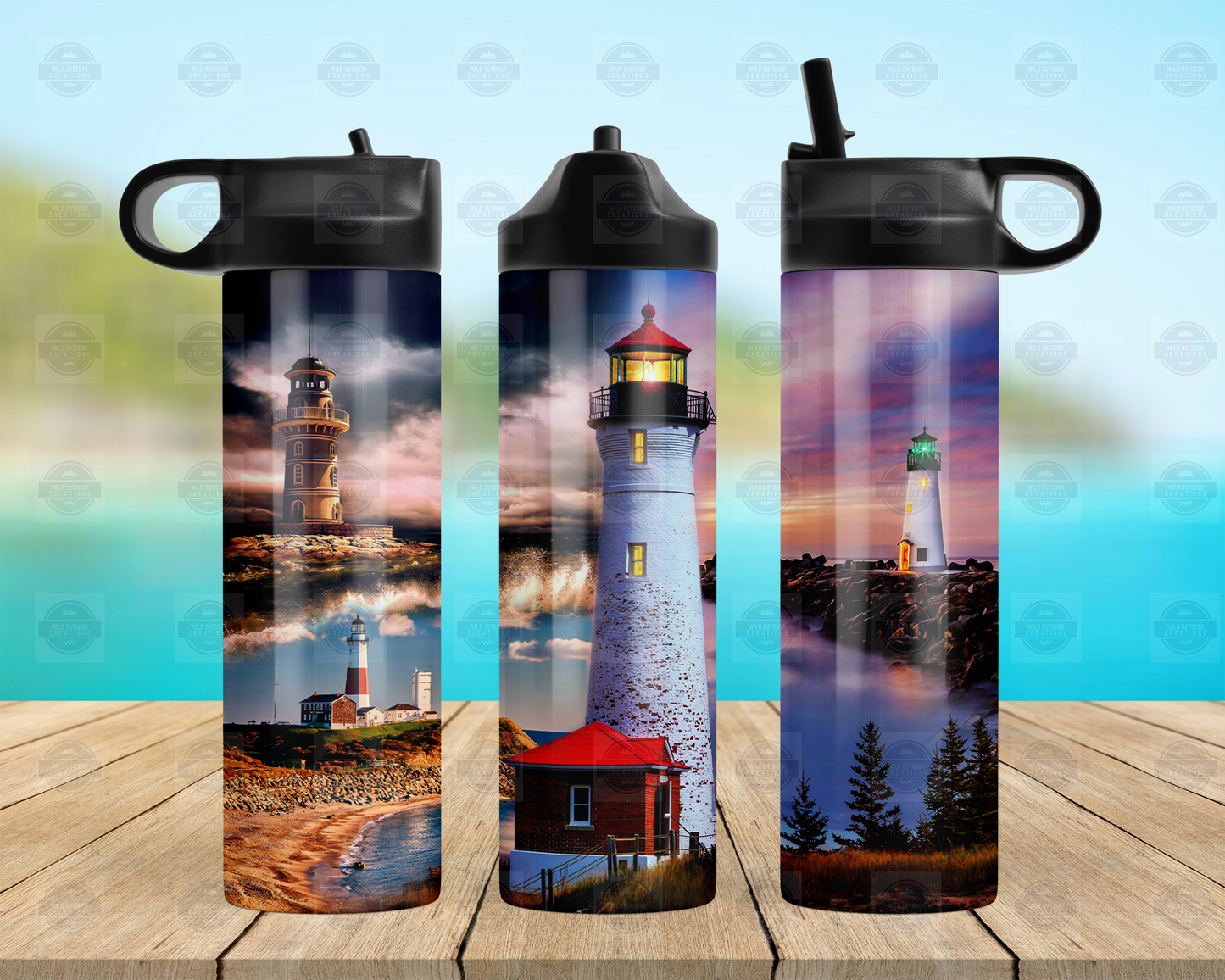 Lighthouse Flip Top Water Bottle, Nautical Gifts for Her