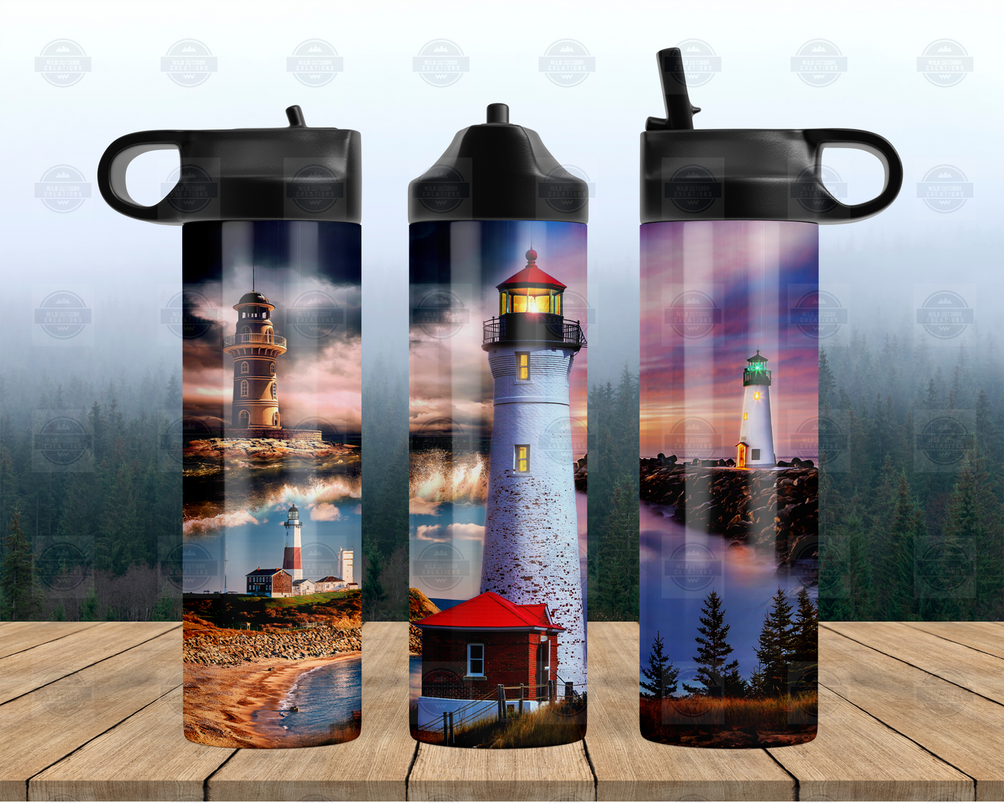 Lighthouse Flip Top Water Bottle, Nautical Gifts for Her